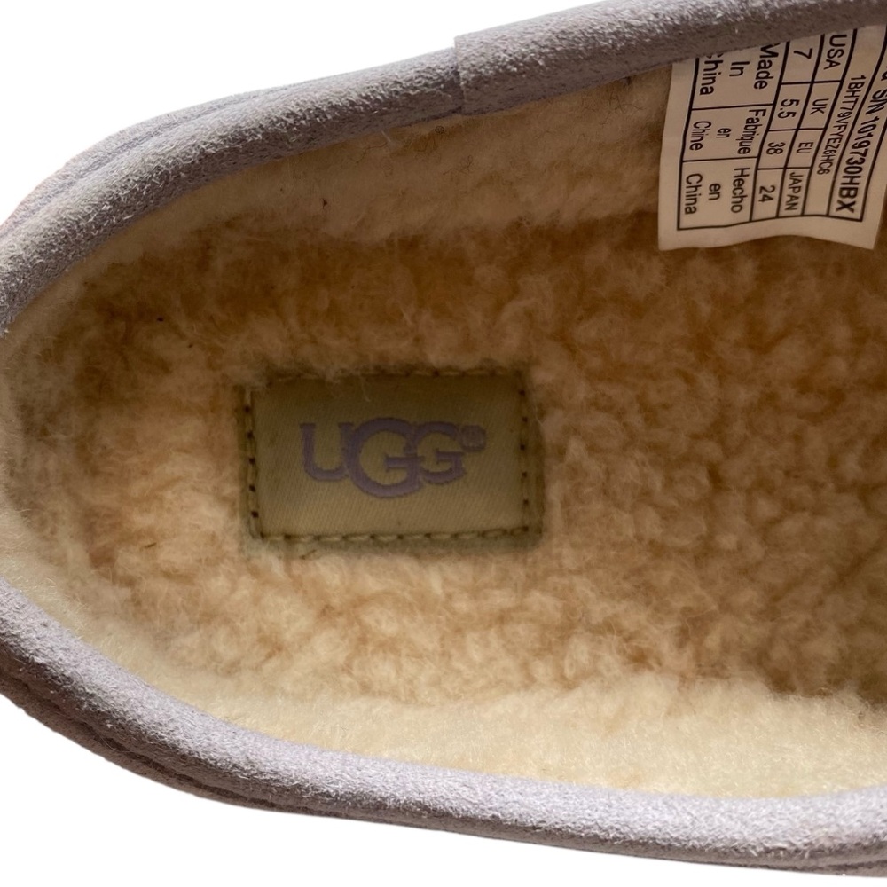 UGG Womens Slide Slippers Sz 7 Lilac Purple Leather Sheepskin Wool Flat Sandals - Picture 7 of 10